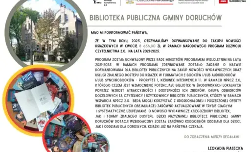 Zdjęcie do Biblioteka Publiczna Gminy Doruch&oacute;w otrzymała środki na zakup nowości