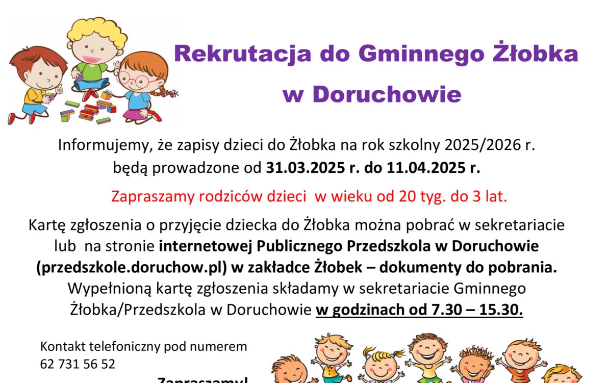 Zdjęcie do Rekrutacja do Gminnego Żłobka na rok szkolny 2025/2026